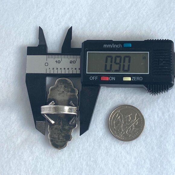 VTG Sterling Silver 925 LS Larry Sandoval Huge Unisex Turquoise Knuckle Ring - Picture 15 of 16